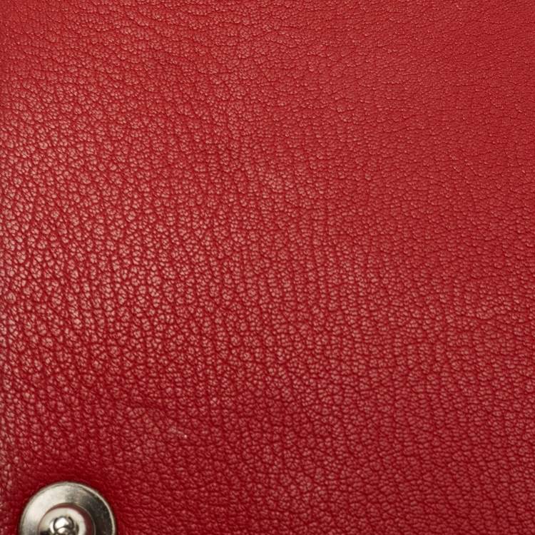 Pre Owned Chanel Red Quilted Leather and Patent Medium Boy Flap Bag