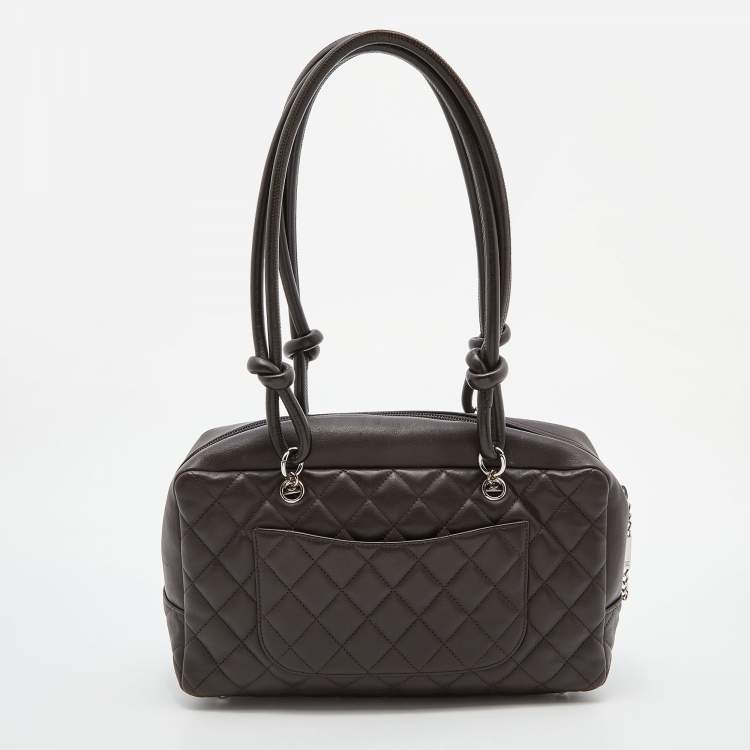 Pre Owned Chanel Brown/Beige Quilted Leather Cambon Ligne Bowler Bag