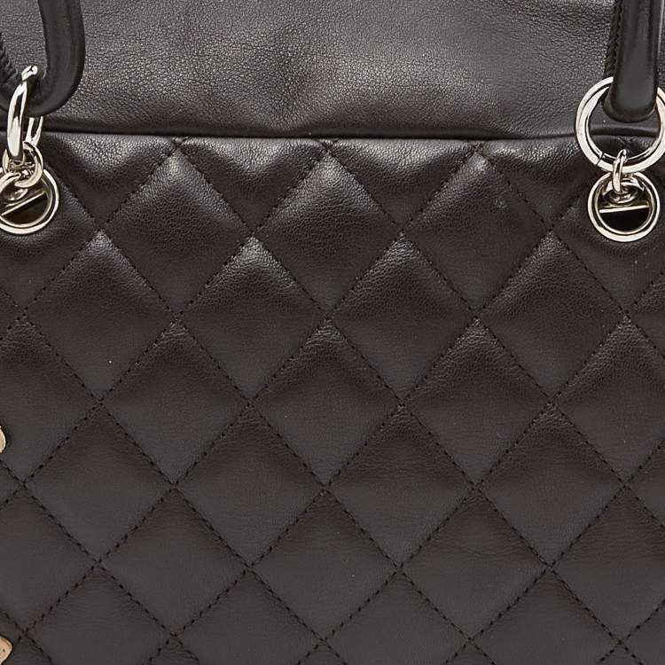 Pre Owned Chanel Brown/Beige Quilted Leather Cambon Ligne Bowler Bag