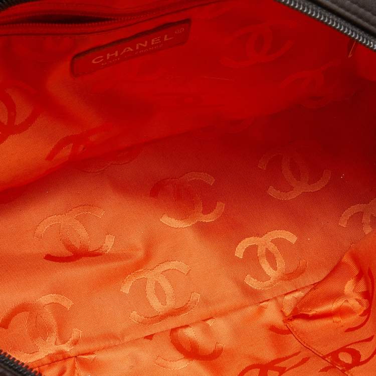Pre Owned Chanel Brown/Beige Quilted Leather Cambon Ligne Bowler Bag