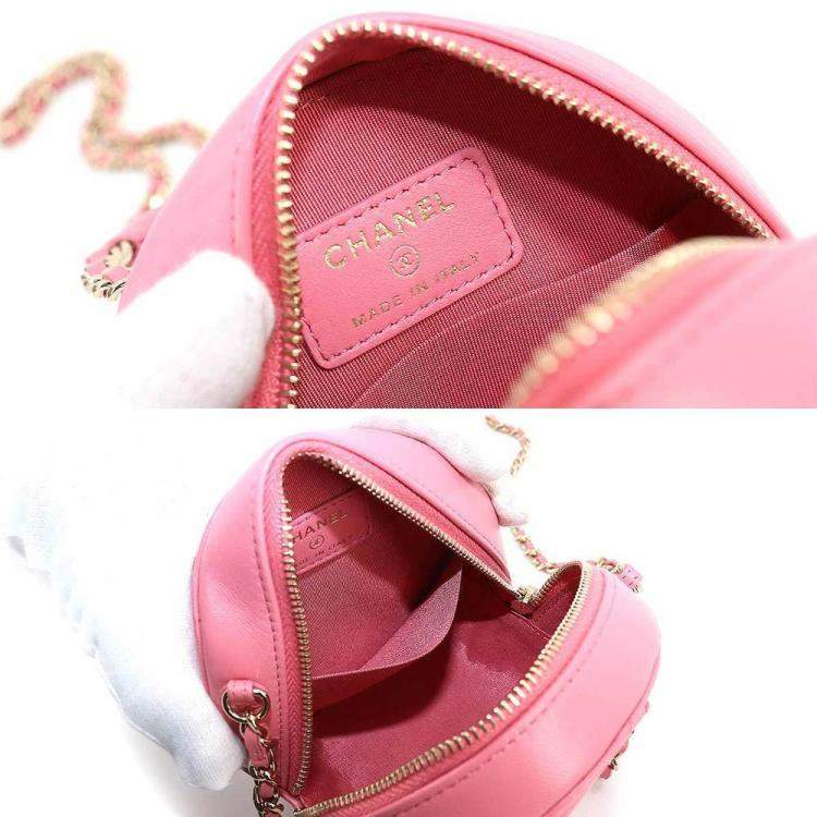 Pre Owned Chanel Pink Leather Round CC Top Handle Bag 