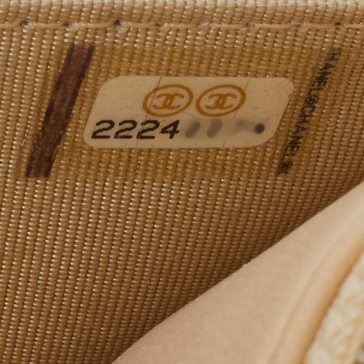 Pre Owned Chanel Beige/Burgundy Quilted Leather Classic Wallet on Chain