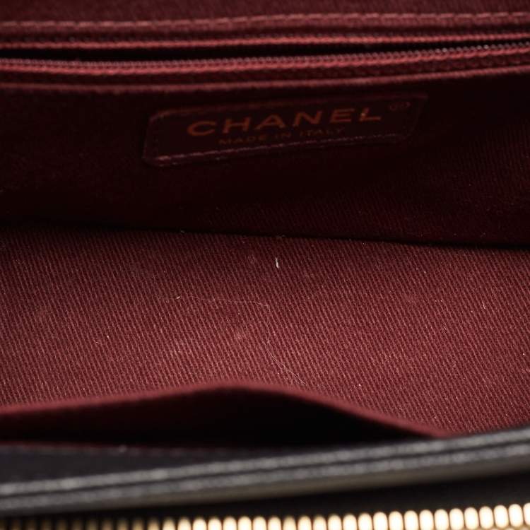 Pre Owned Chanel Black Quilted Caviar Leather Small Business Affinity Top Handle Bag