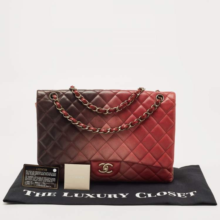 Pre Owned Chanel Ombre Pink Quilted Leather Maxi Classic Single Flap Bag