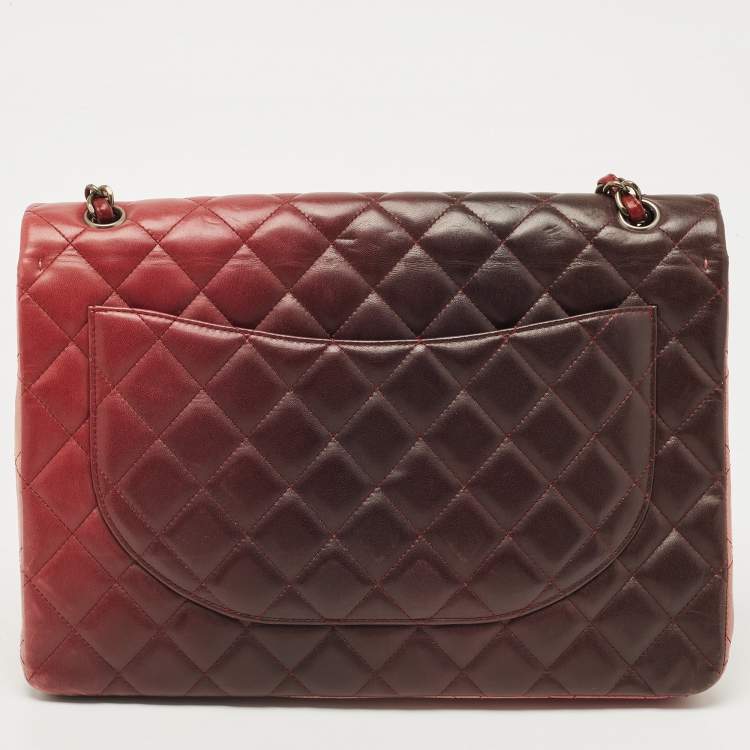 Pre Owned Chanel Ombre Pink Quilted Leather Maxi Classic Single Flap Bag