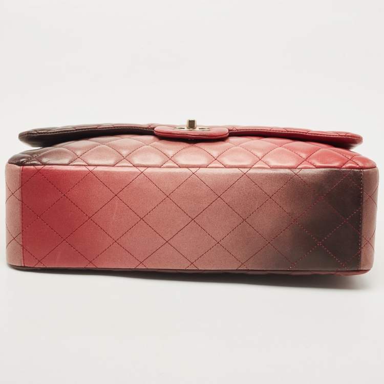 Pre Owned Chanel Ombre Pink Quilted Leather Maxi Classic Single Flap Bag