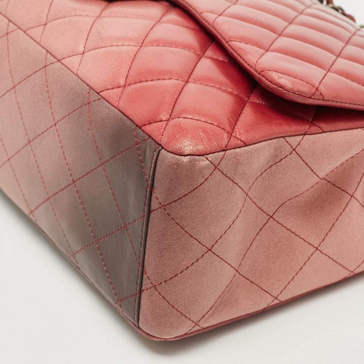 Pre Owned Chanel Ombre Pink Quilted Leather Maxi Classic Single Flap Bag
