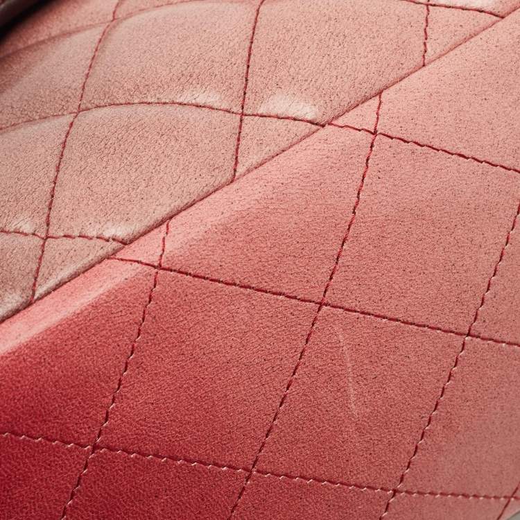 Pre Owned Chanel Ombre Pink Quilted Leather Maxi Classic Single Flap Bag