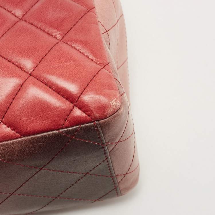 Pre Owned Chanel Ombre Pink Quilted Leather Maxi Classic Single Flap Bag
