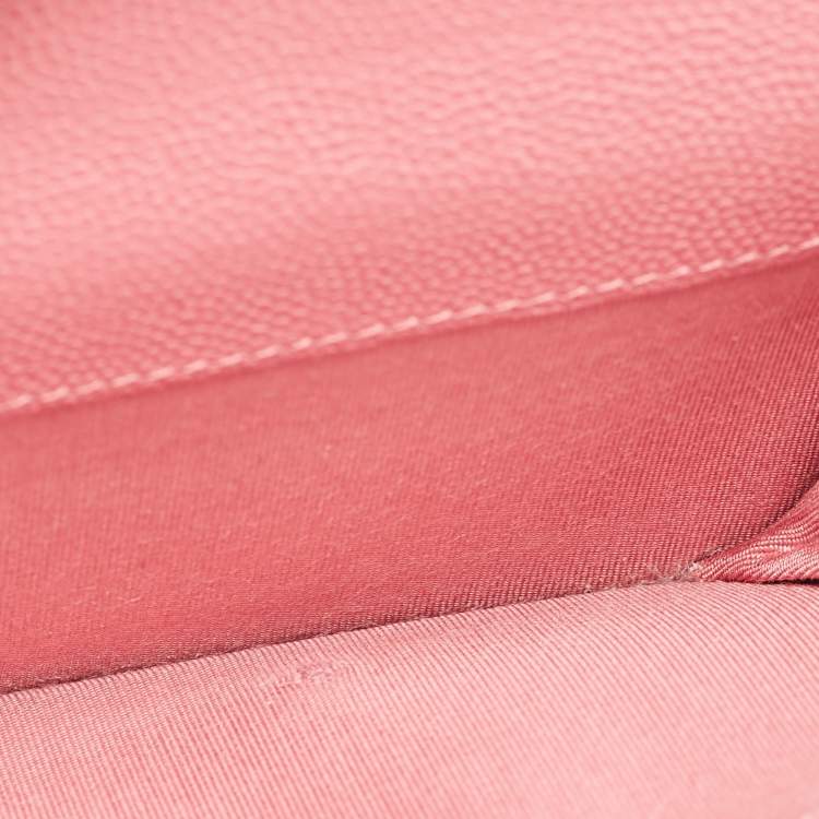 Pre Owned Chanel Pink Caviar Leather CC Flap Trifold Compact Wallet