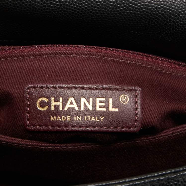 Pre Owned Chanel Black Quilted Caviar Leather Mini Coco Top Handle Bag