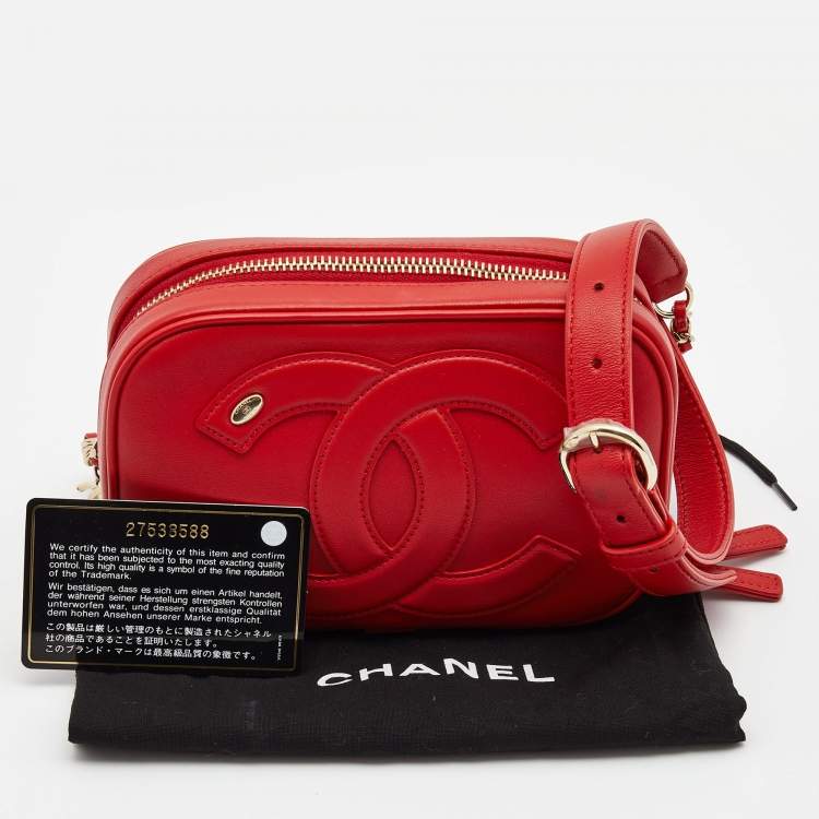 Pre Owned Chanel Red Leather CC Mania Waist Bag