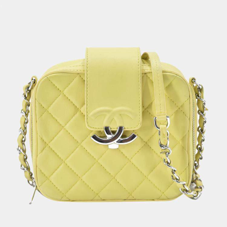 chanel yellow vanity case bag