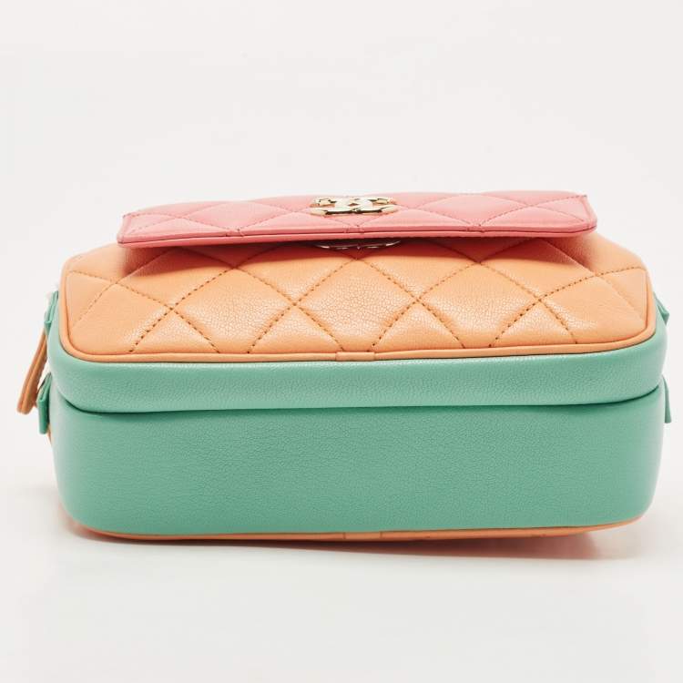 Pre Owned Chanel Multicolor Quilted Leather CC Double Zip Waist Bag