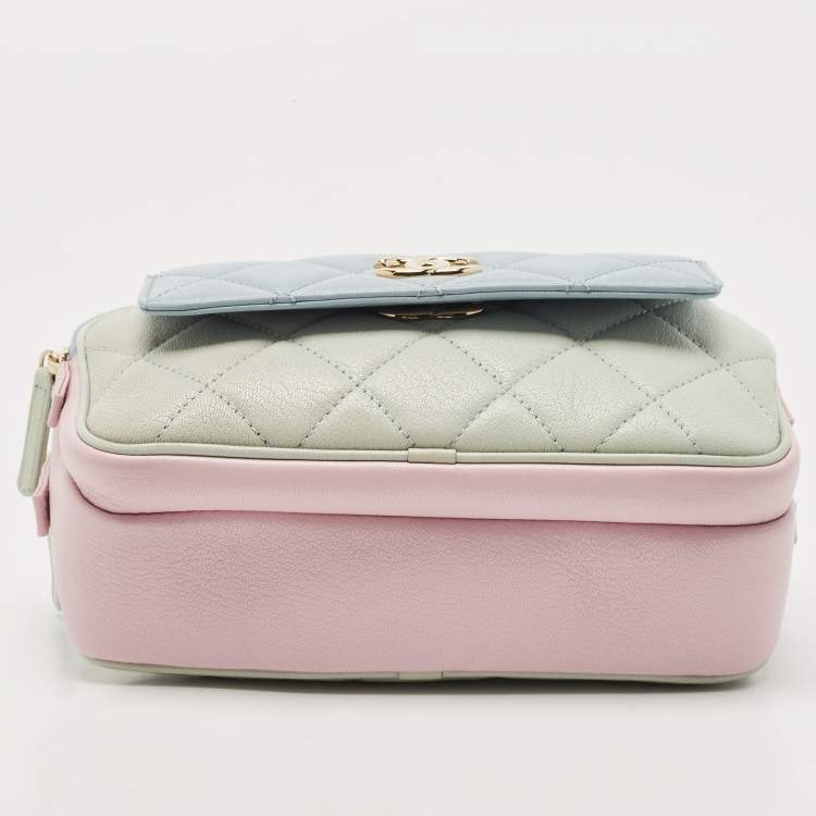 Pre Owned Chanel Mulicolor Quilted Leather CC Double Zip Waist Bag