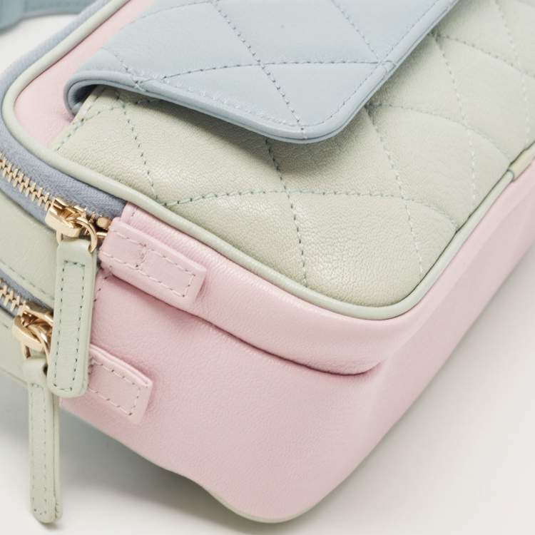 Pre Owned Chanel Mulicolor Quilted Leather CC Double Zip Waist Bag