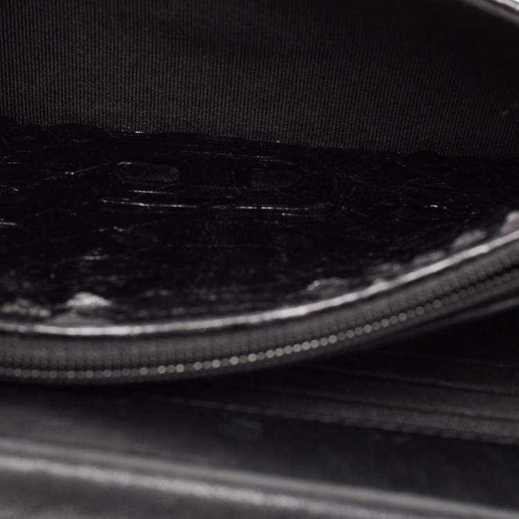 Pre Owned Chanel Black Python Classic Wallet on Chain