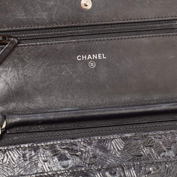 Pre Owned Chanel Black Python Classic Wallet on Chain
