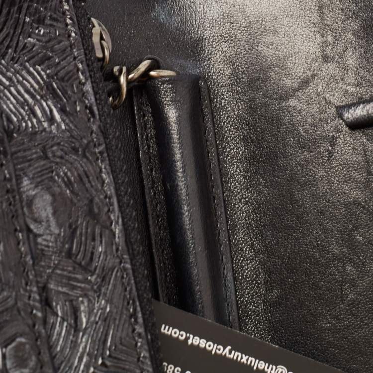 Pre Owned Chanel Black Python Classic Wallet on Chain