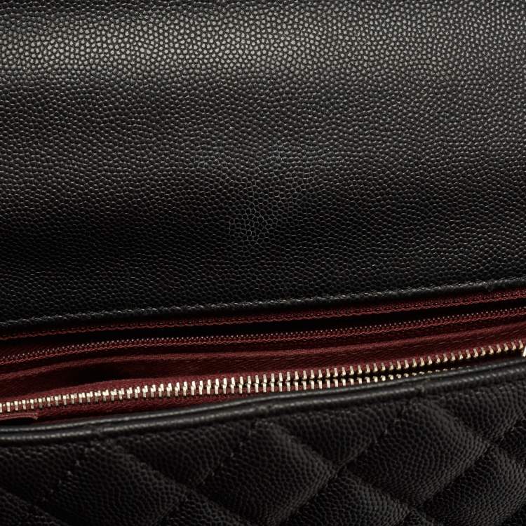 Pre Owned Chanel Black Quilted Caviar Leather Small Coco Top Handle Bag