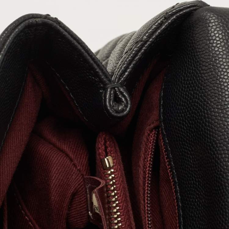 Pre Owned Chanel Black Quilted Caviar Leather Small Coco Top Handle Bag
