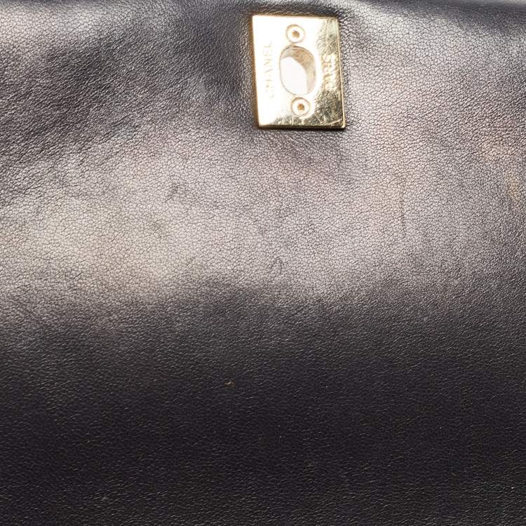 Pre Owned Chanel Black Quilted Leather Flap Top Handle Bag