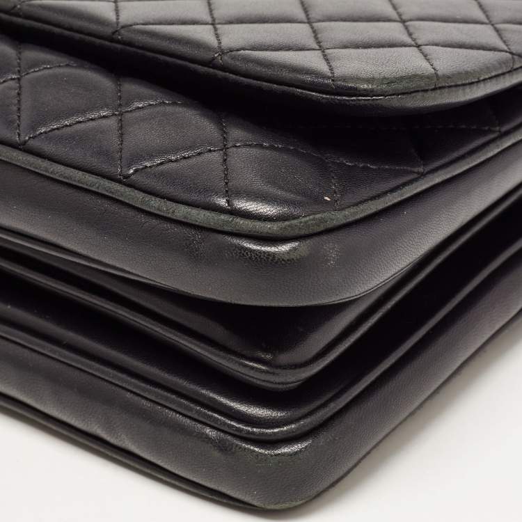 Pre Owned Chanel Black Quilted Leather Flap Top Handle Bag