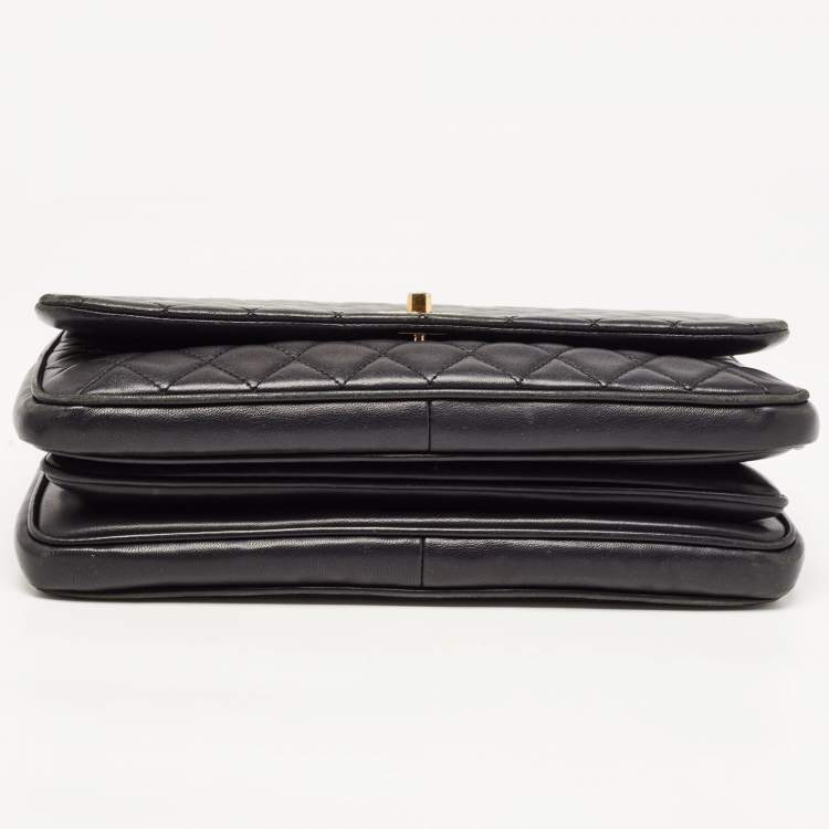 Pre Owned Chanel Black Quilted Leather Flap Top Handle Bag