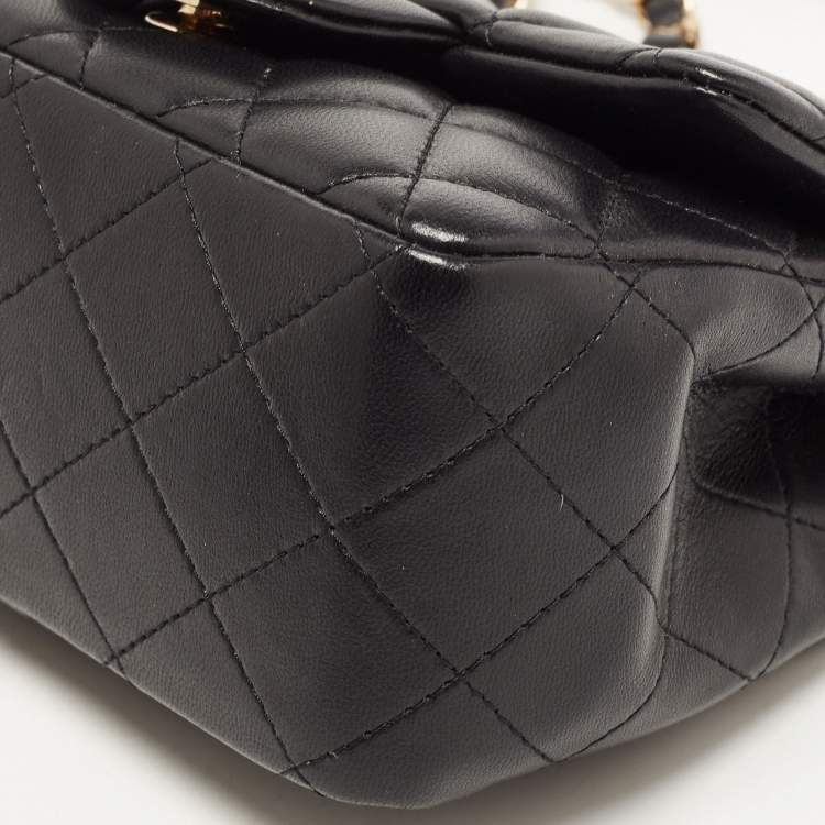 Pre Owned Chanel Black Quilted Leather Mini Square Classic Flap Bag