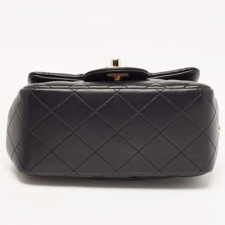 Pre Owned Chanel Black Quilted Leather Mini Square Classic Flap Bag