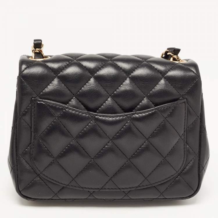 Pre Owned Chanel Black Quilted Leather Mini Square Classic Flap Bag