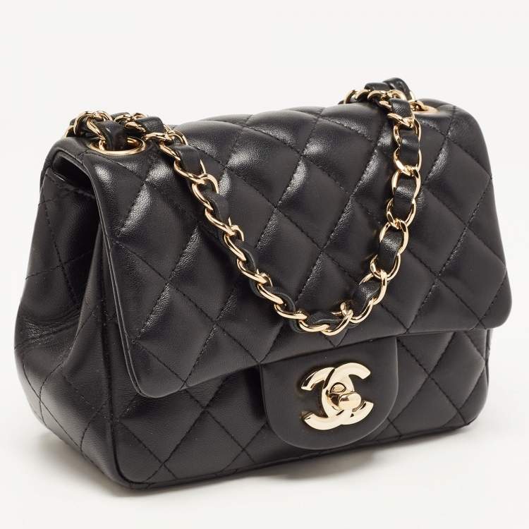 Pre Owned Chanel Black Quilted Leather Mini Square Classic Flap Bag