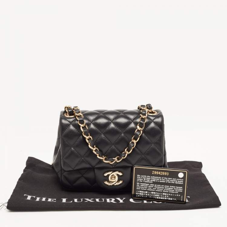 Pre Owned Chanel Black Quilted Leather Mini Square Classic Flap Bag