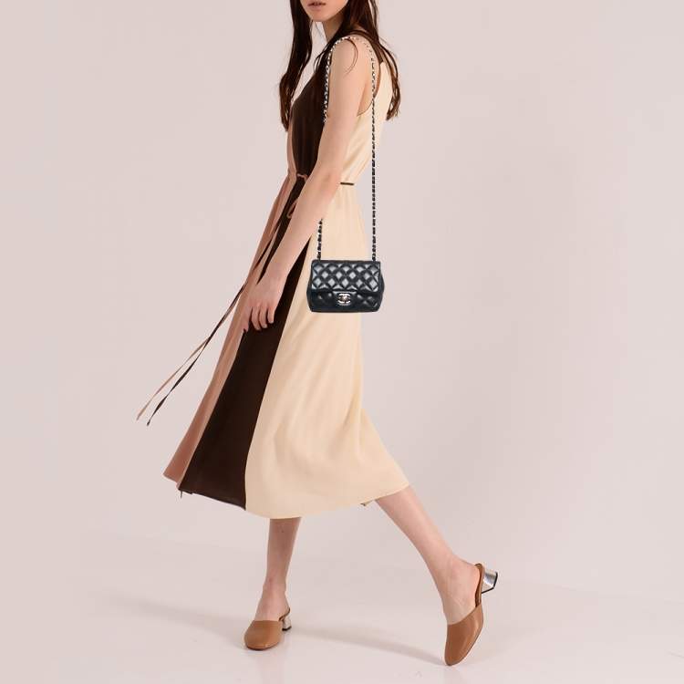 Pre Owned Chanel Black Quilted Leather Mini Square Classic Flap Bag