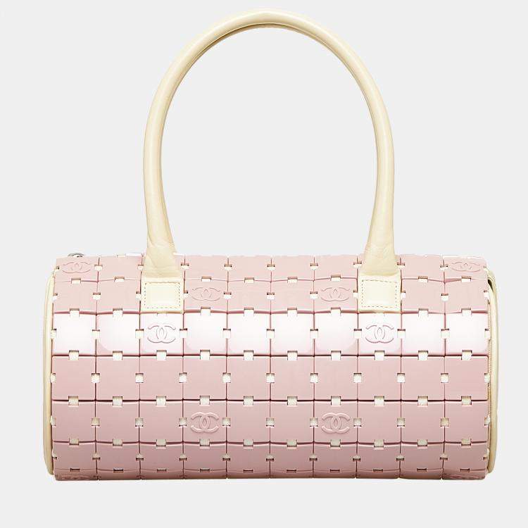 Chanel Rare Mauve Pink Lucite Tile Leather Cylinder Handbag