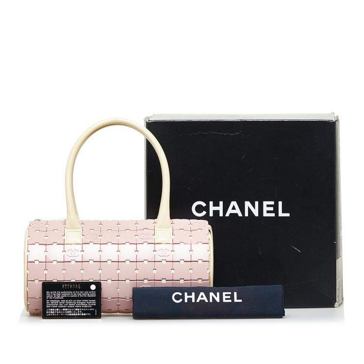 Pre Owned Chanel Pink Lucite Puzzle Barrel Handbag