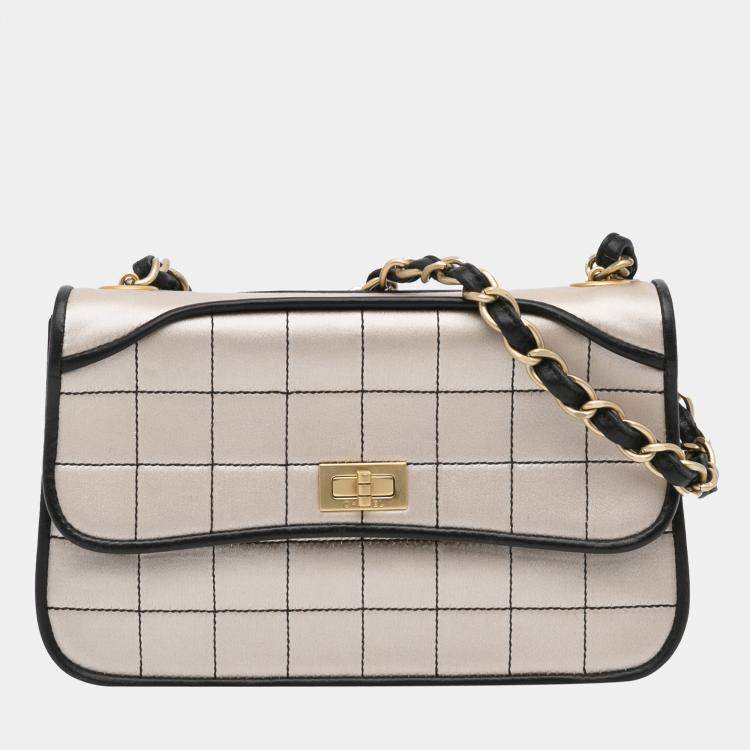 Chanel Beige/Brown Satin Single Flap Bag Chanel