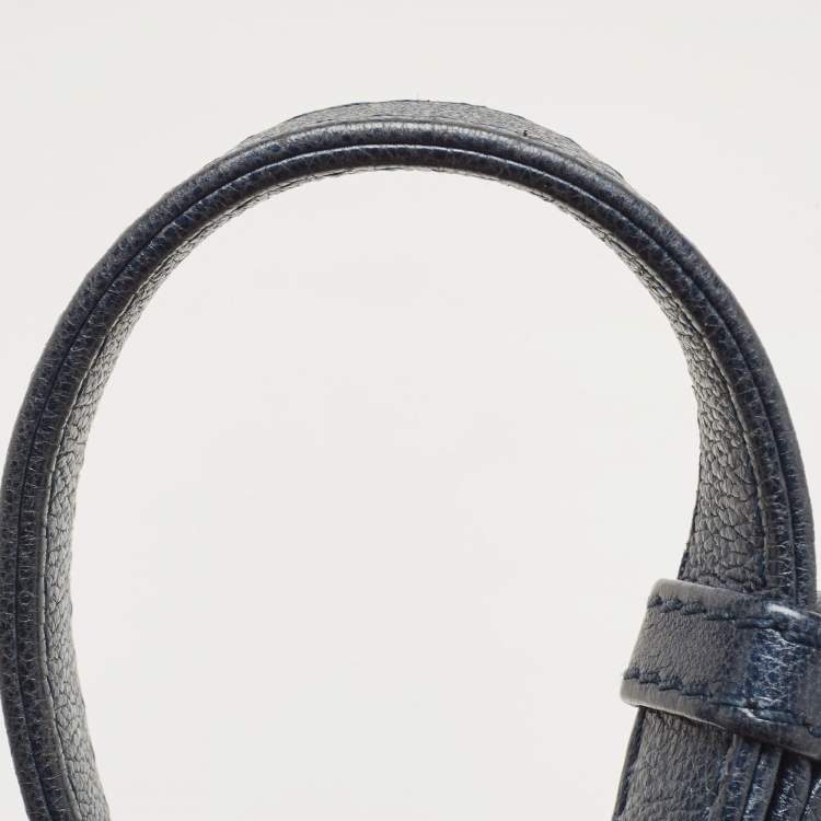 Pre Owned Chanel Navy Blue Quilted Leather Large Boy Flap Bag