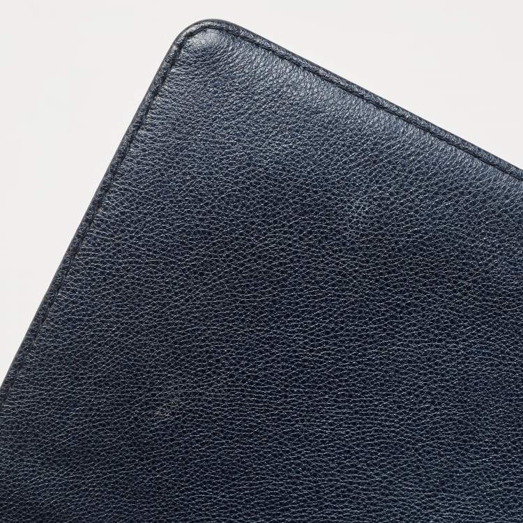 Pre Owned Chanel Navy Blue Quilted Leather Large Boy Flap Bag