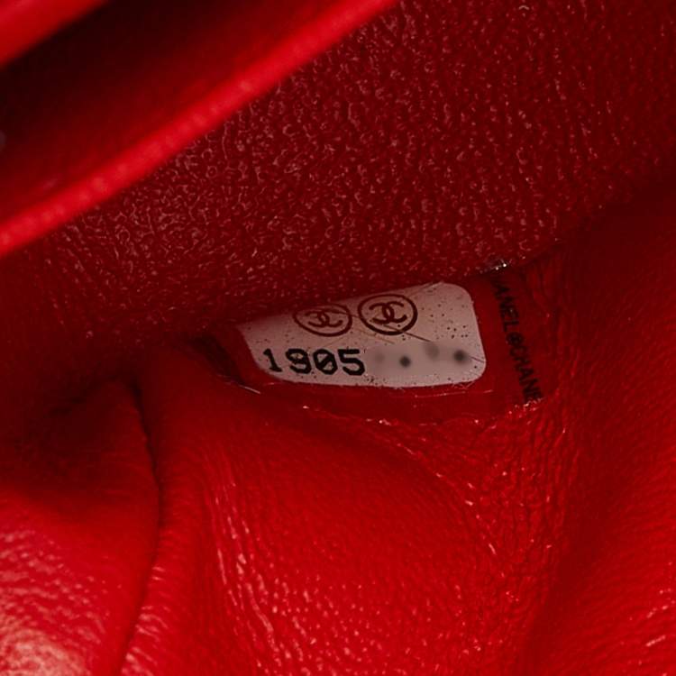 Pre Owned Chanel Orange Quilted Patent Leather Mini Square Classic Flap Bag