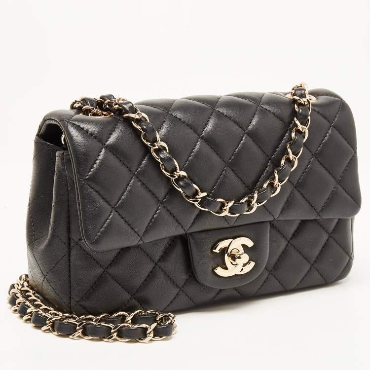 Pre Owned Chanel Black Quilted Leather New Mini Classic Flap Bag