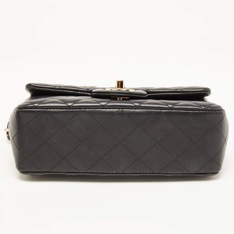 Pre Owned Chanel Black Quilted Leather New Mini Classic Flap Bag