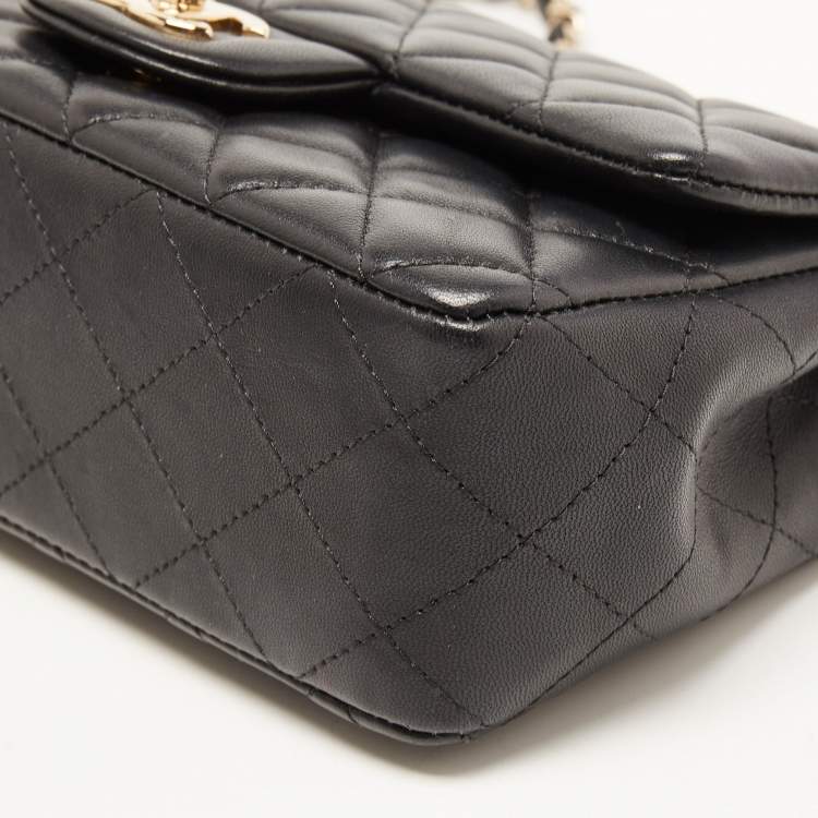Pre Owned Chanel Black Quilted Leather New Mini Classic Flap Bag