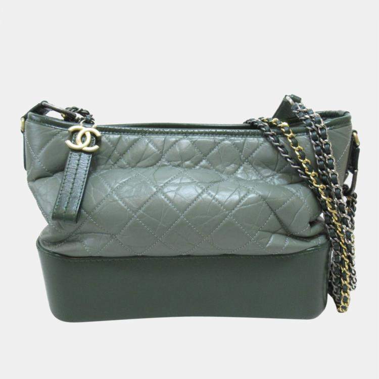 Chanel Green Leather Gabrielle Shoulder Bag Chanel