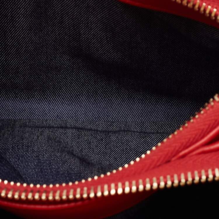 Pre Owned Chanel Red Leather CC Mania Double Zip Waist Belt Bag