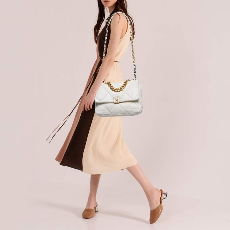 Chanel LA Large Jersey Quilted Hobo Shoulder Bag White