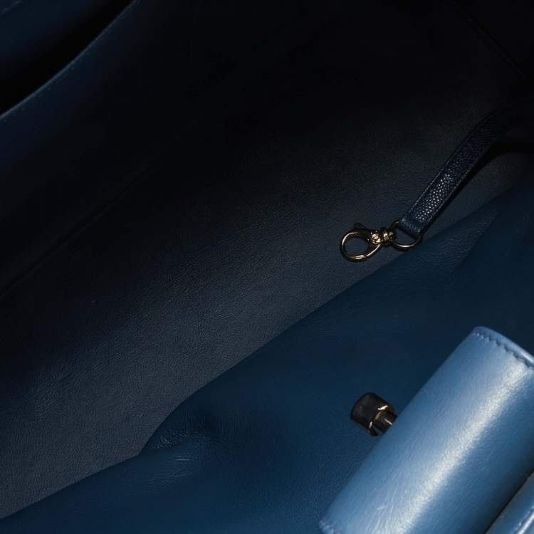 Pre Owned Chanel Blue Quilted Caviar Leather Large Business Affinity Shopper Tote