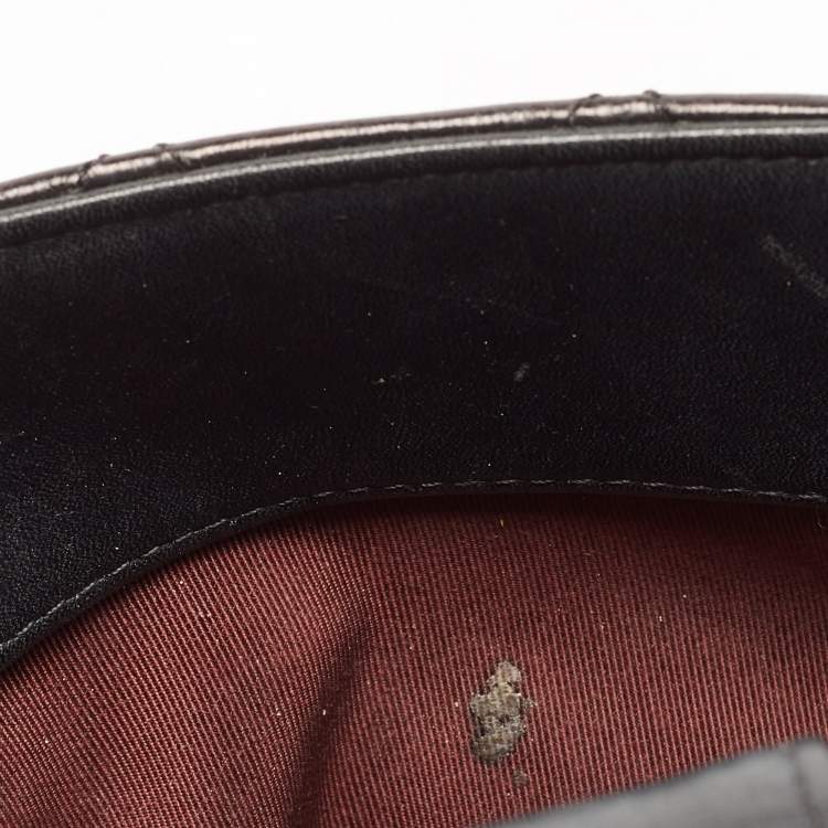 Pre Owned Chanel Black Quilted Leather Gold Bar Top Handle Bag