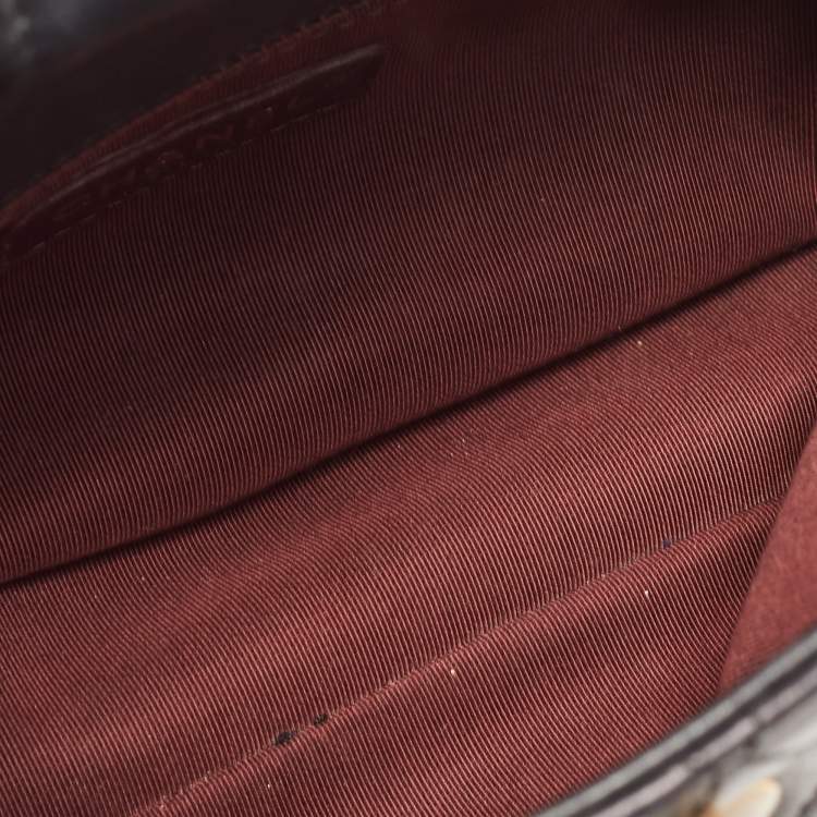 Pre Owned Chanel Black Quilted Leather Gold Bar Top Handle Bag