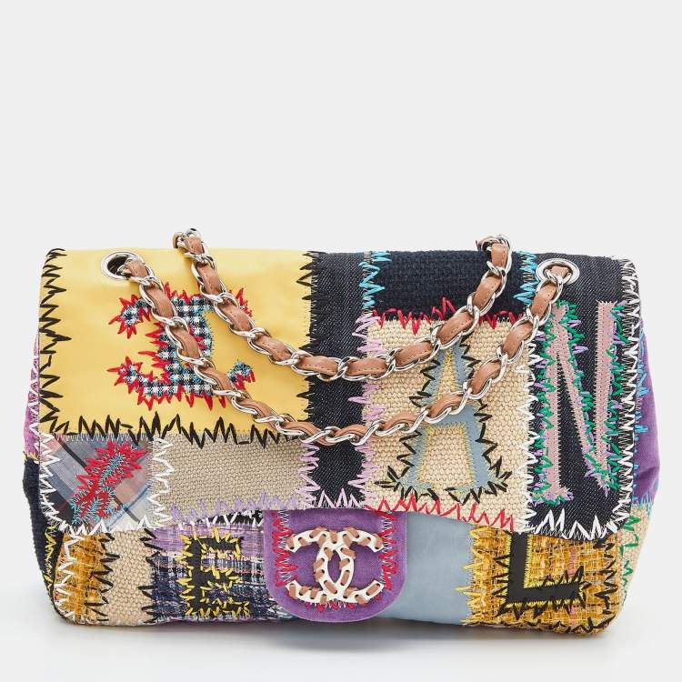 Chanel CC Chain Flap Bag Multicolor Knit Fabric Medium Multicolor